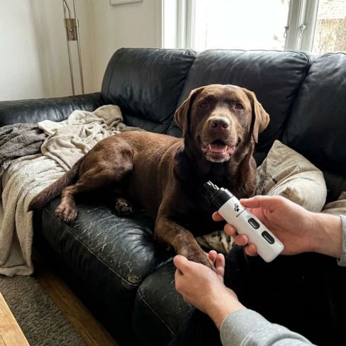 Kundebilde av hund etter klipping av klørne